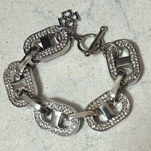 SOLD Vintage Ann Taylor Large Mariner Link with Crystal Rhinestones Bracelet